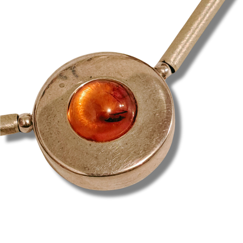 HW-4013 Necklace, Silver, Round Setting with Amber $180 at Hunter Wolff Gallery